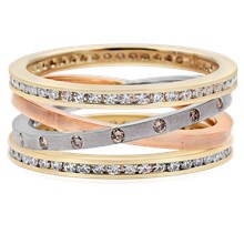 Layered Crossover Diamond Band - top view