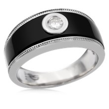 Black Onyx Diamond Men's Ring