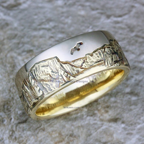 Two Tone Mountain Wedding Band