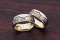 Two Tone Mountain Wedding Band Set