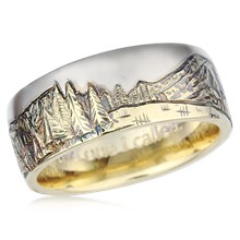 Two Tone Mountain Wedding Band