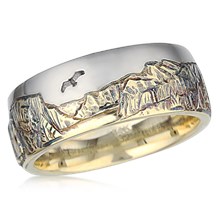 Two Tone Mountain Wedding Band - top view