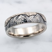 Mountain Machinist Wedding Band In White Gold