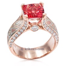 Juicy Light Engagement Ring With Lab Padparadscha Sapphire