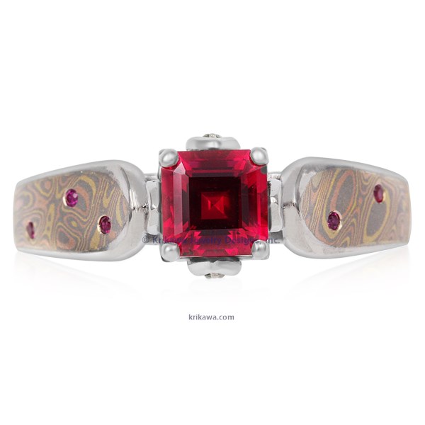 Mokume Rose Petal Engagement Ring