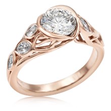 Embracing Tree Branch With Diamond Leaves Engagement Ring