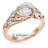 Embracing Tree Branch With Diamond Leaves Engagement Ring