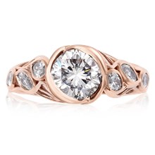 Embracing Tree Branch With Diamond Leaves Engagement Ring - top view