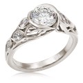 Embracing Tree Branch With Diamond Leaves Engagement Ring