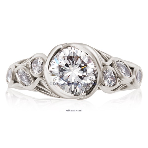 Embracing Tree Branch With Diamond Leaves Engagement Ring