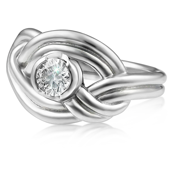 14K White Gold Boaters Knot Diamond Ring