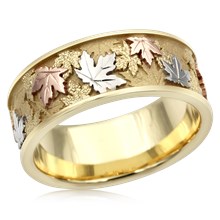 Tricolor Maple Leaf Wedding Band
