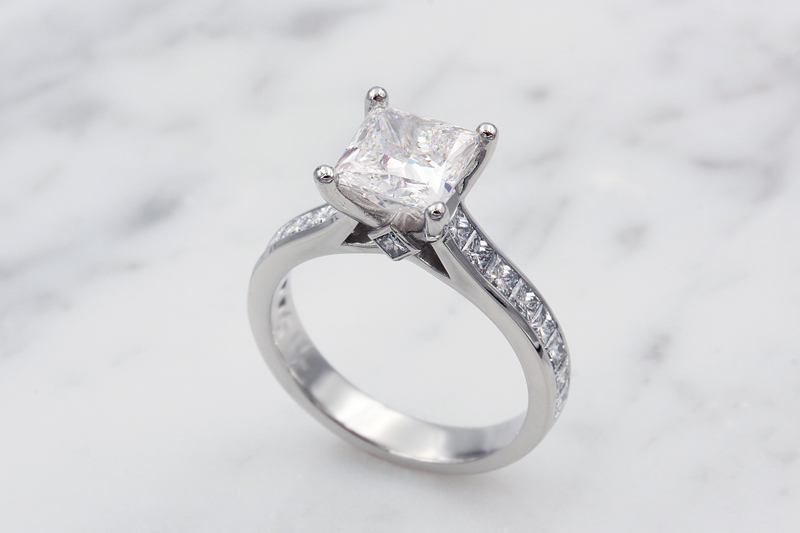 Princess cut cathedral engagement rings store