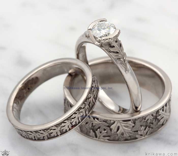 Oak Leaf Cathedral Engagement Ring