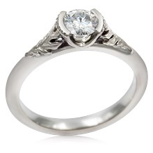 Oak Leaf Cathedral Engagement Ring In White Gold