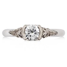 Oak Leaf Cathedral Engagement Ring In White Gold - top view