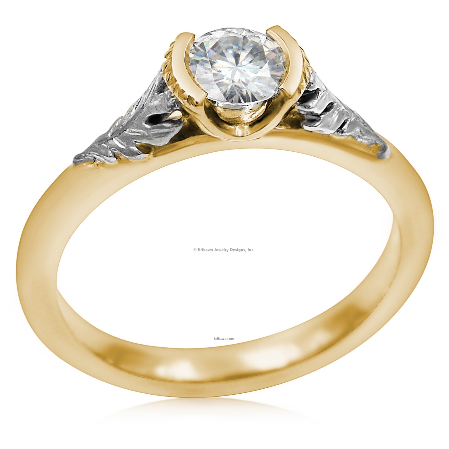 Oak Leaf Cathedral Engagement Ring