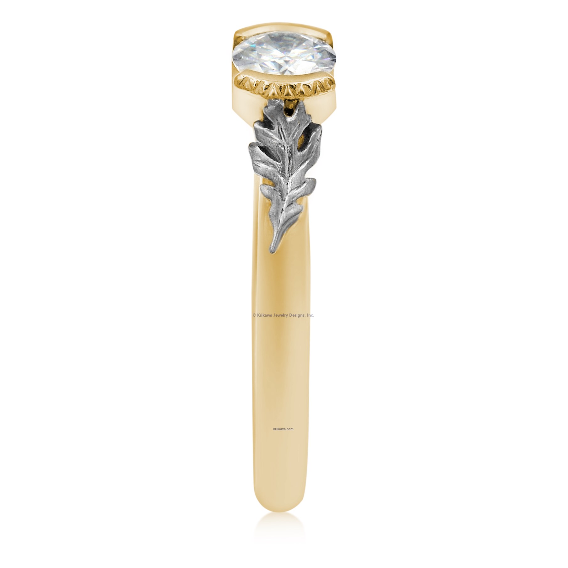 Oak Leaf Cathedral Engagement Ring