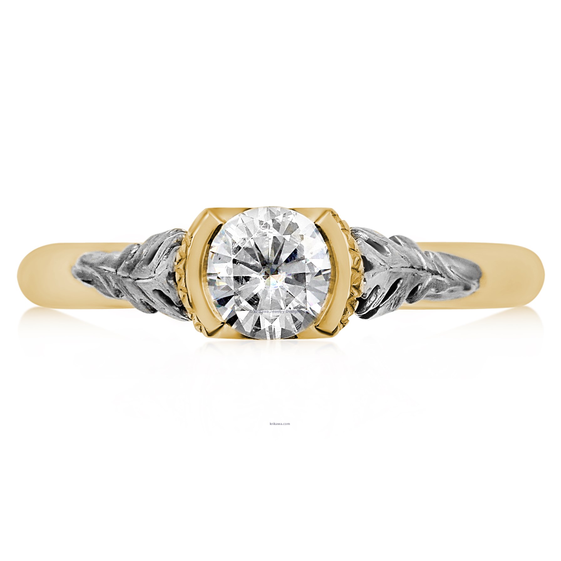 Oak Leaf Cathedral Engagement Ring