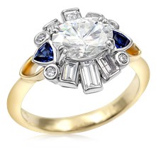 Art Deco Baguette Halo Engagement Ring