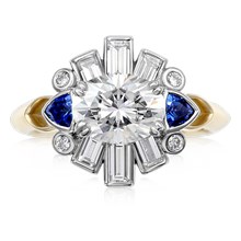 Art Deco Baguette Halo Engagement Ring - top view
