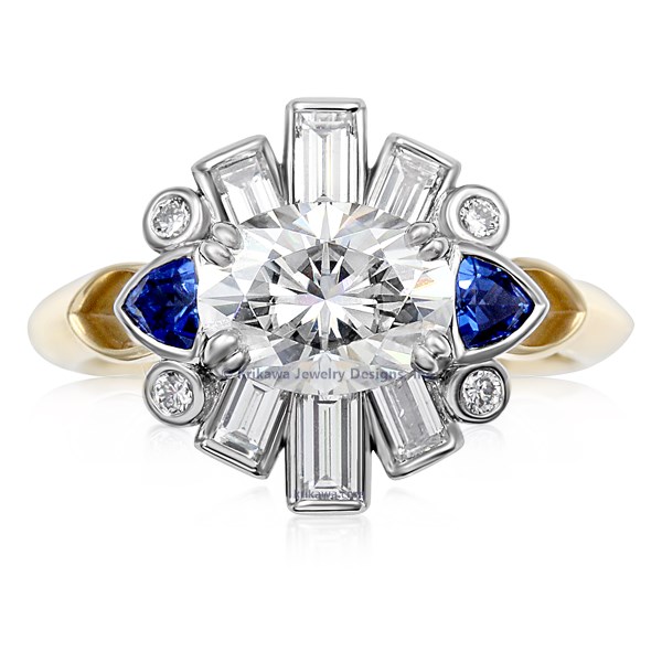 Art Deco Baguette Halo Engagement Ring