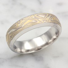 Old Summer Mokume Beveled Wedding Band