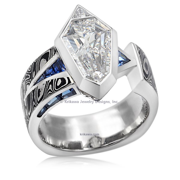 Luxury Shield Mokume Engagement Ring