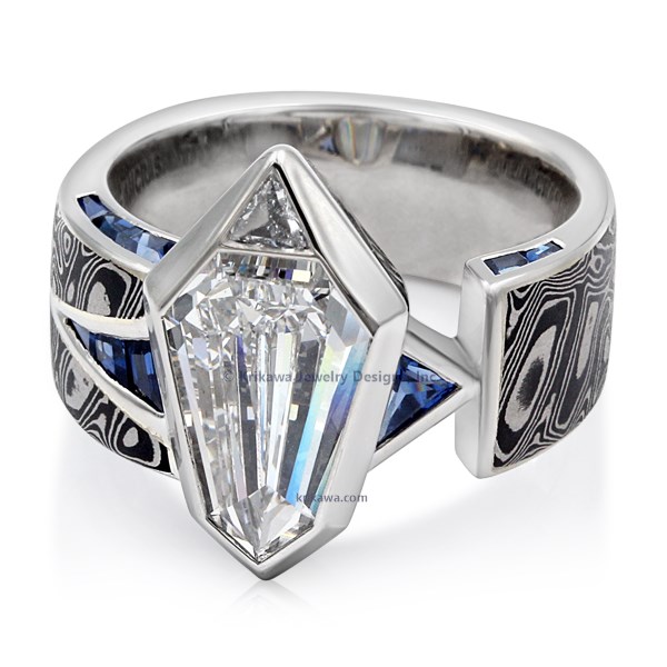 Luxury Shield Mokume Engagement Ring