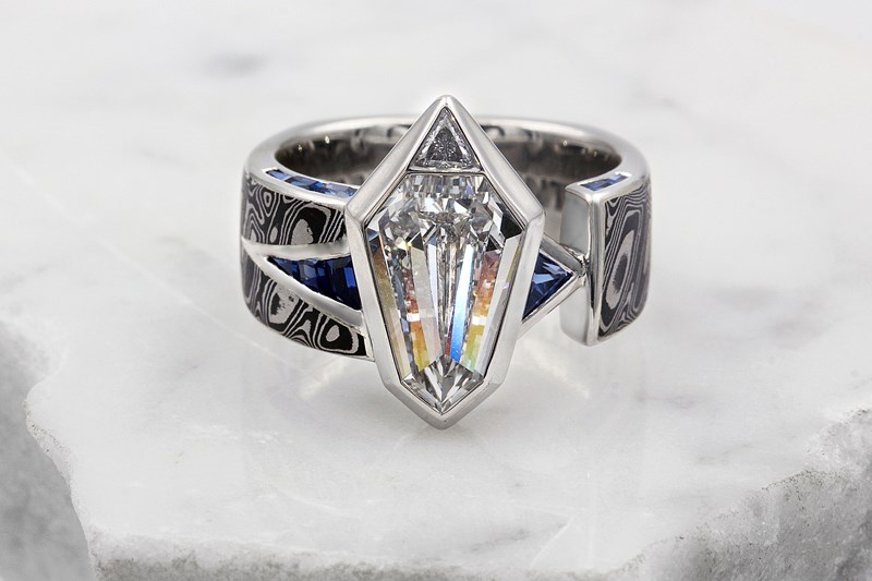 Luxury Shield Mokume Engagement Ring