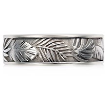 Tropical Leaf Wedding Band - top view