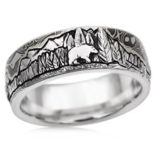 Mountain Bear Buffalo Wedding Band