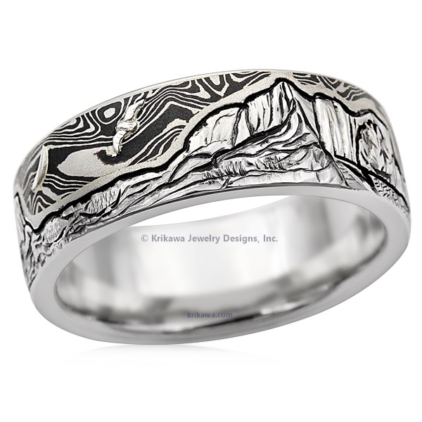 Mountain Bear Buffalo Wedding Band