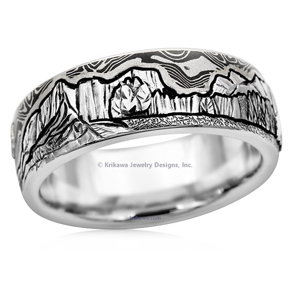 Mountain Bear Buffalo Wedding Band
