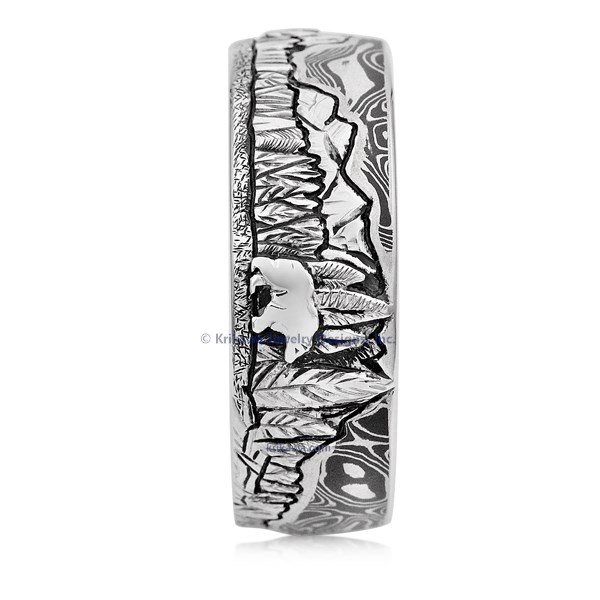 Mountain Bear Buffalo Wedding Band