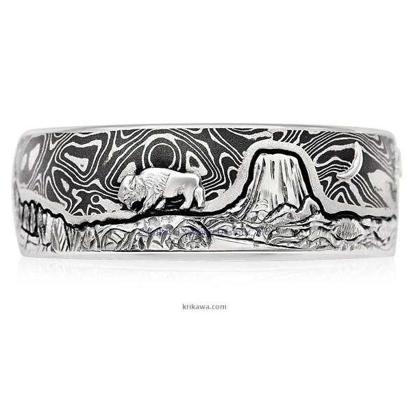 Mountain Bear Buffalo Wedding Band