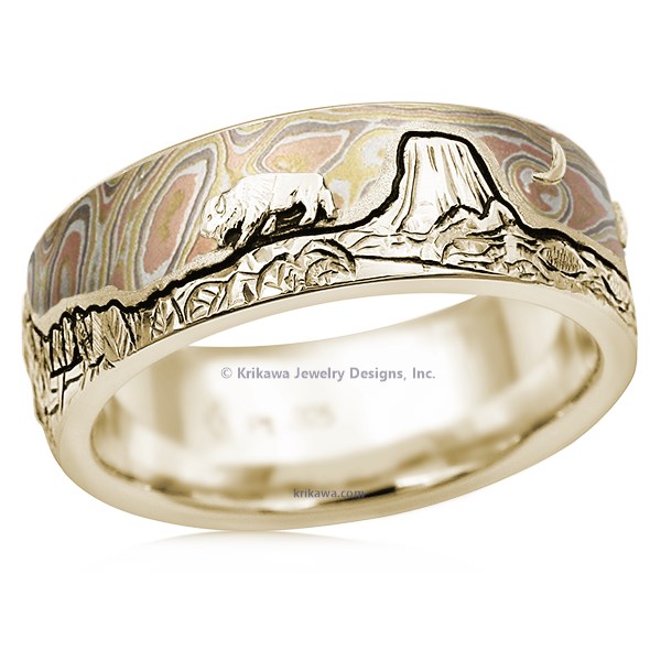 Mountain Bear Buffalo Wedding Band