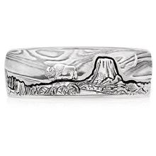 Mountain Bear Buffalo Wedding Band - top view