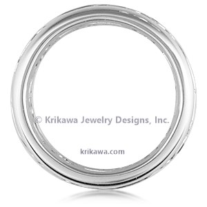 Carved Curls Diamond Wedding Band with Rails - 6mm