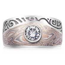 Tribal Mokume Engagement Ring - top view