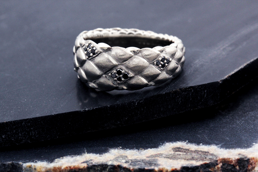 Diamond Dragon Scales Wedding Band