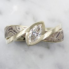 Winter Mokume River Twist Engagement Ring - top view