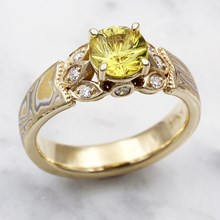 Vintage Leaf Summer Mokume Engagement Ring