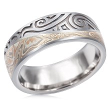 Tribal Mokume Wedding Band