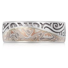 Tribal Mokume Wedding Band - top view