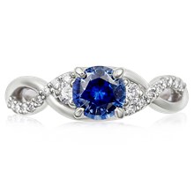Three Stone Twist Engagement Ring - top view