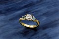 Three Stone Twist Engagement Ring in 14k yellow gold