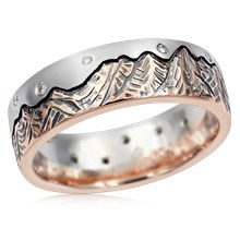 Starry Night Mountain Wedding Band