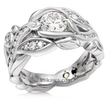 Garden Trellis Engagement Ring with Diamonds