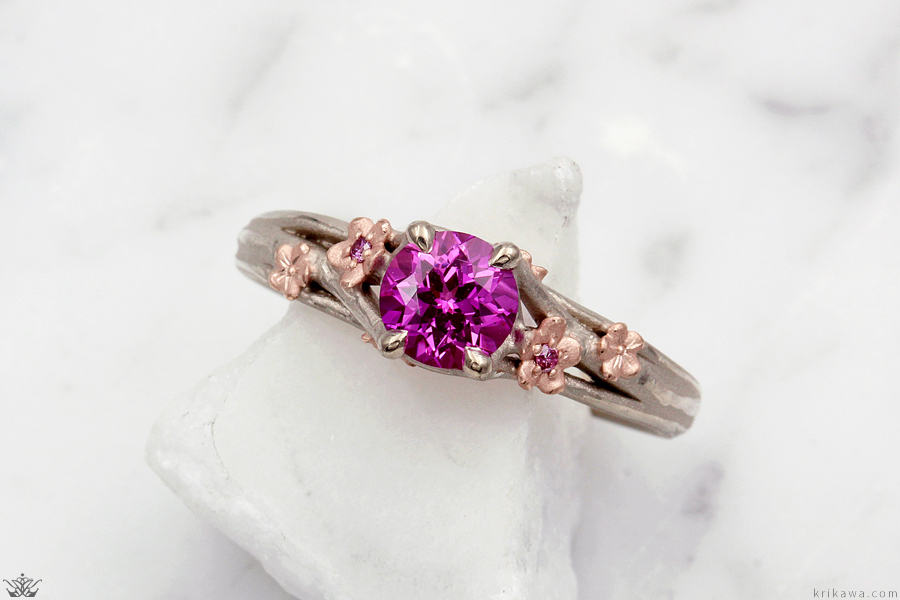 Plum Blossom Engagement Ring